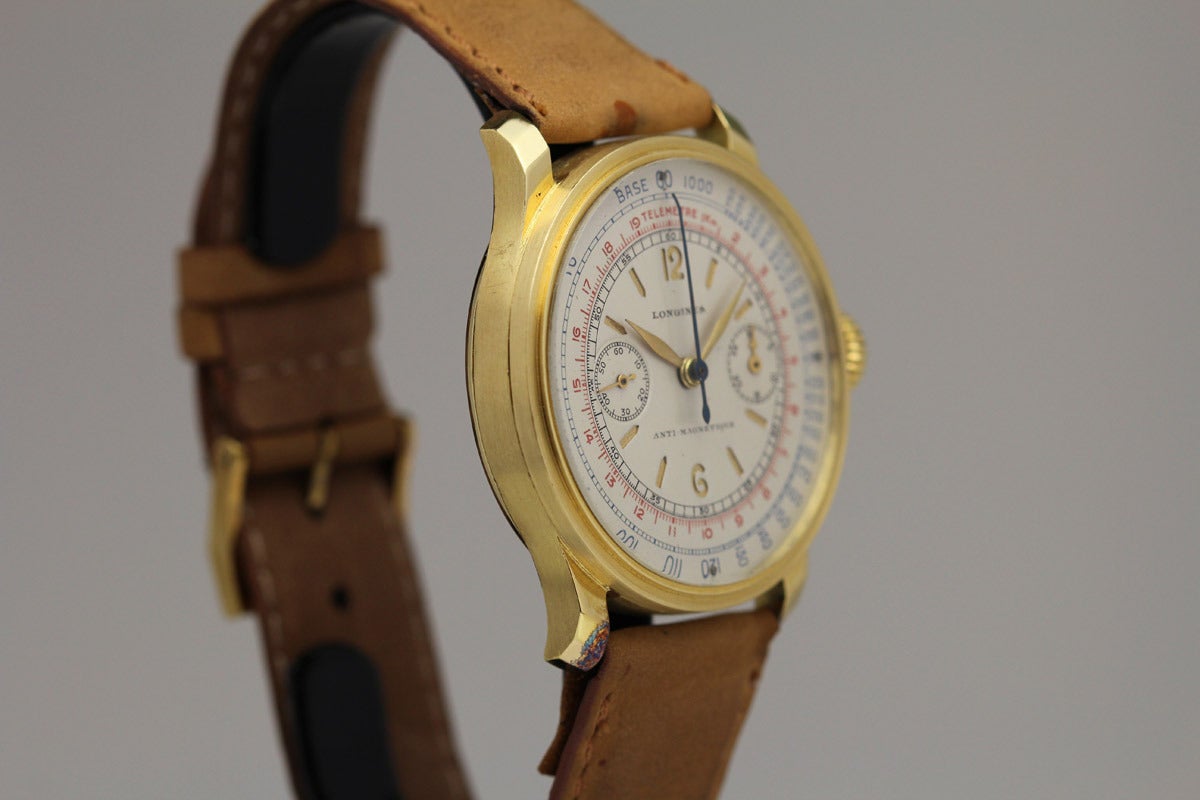 Longines Yellow Gold Chronograph Wristwatch circa 1940s 2