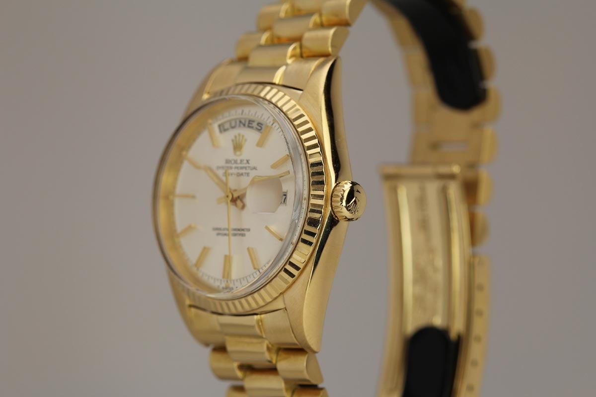 Men's Rolex Yellow Gold Day-Date President Wristwatch Ref 1803 circa 1960