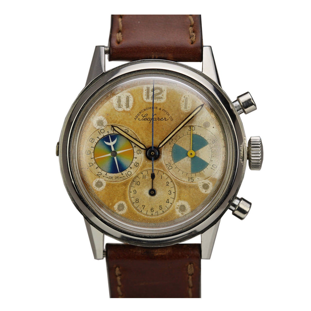 Abercrombie & Fitch Stainless Steel Seafarer Chronograph Wristwatch circa 1950s