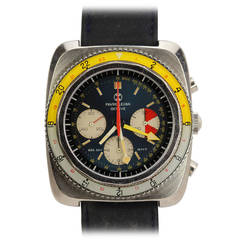 Retro Favre-Leuba Stainless Steel Sea/Sky GMT Wristwatch circa 1970s