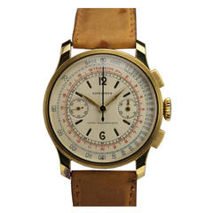 Vintage Longines Yellow Gold Chronograph Wristwatch circa 1940s