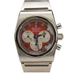 Vintage Zenith Stainless Steel El Primero Chronograph Wristwatch circa 1970s