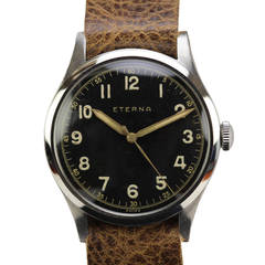 Vintage Eterna Stainless Steel Military Wristwatch c. 1950s