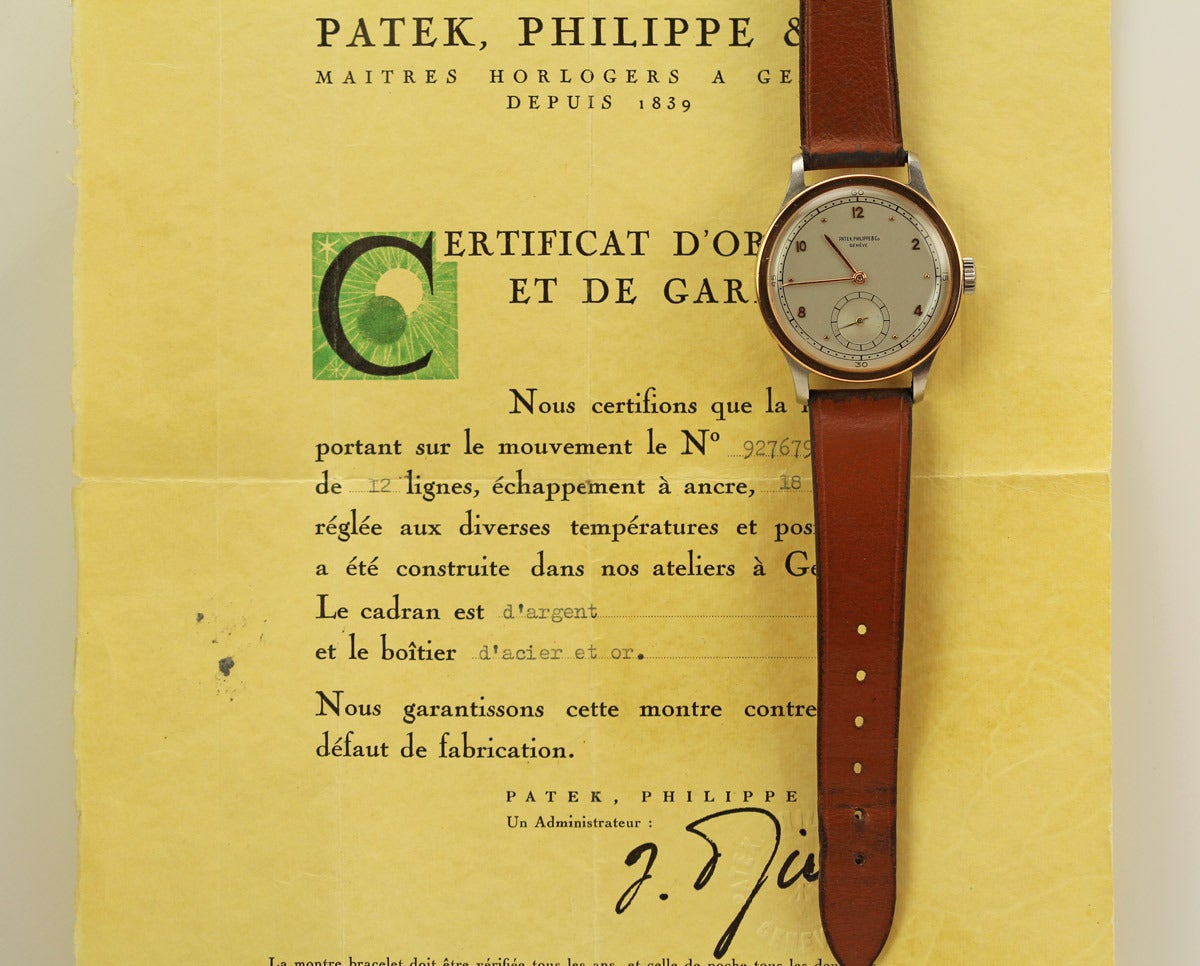 Men's Patek Philippe Rose Gold Stainless Steel Calatrava Wristwatch Ref 570