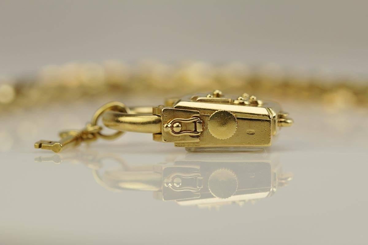 Rolex Yellow Gold Precision Lantern Watch Charm Bracelet Ref 9076  In Excellent Condition In Miami Beach, FL