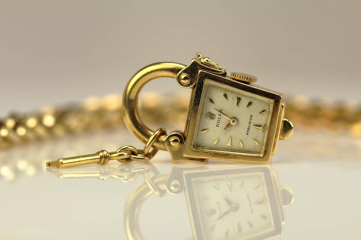 Rolex Yellow Gold Precision Lantern Watch Charm Bracelet Ref 9076  1