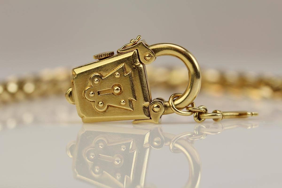 Rolex Yellow Gold Precision Lantern Watch Charm Bracelet Ref 9076  3