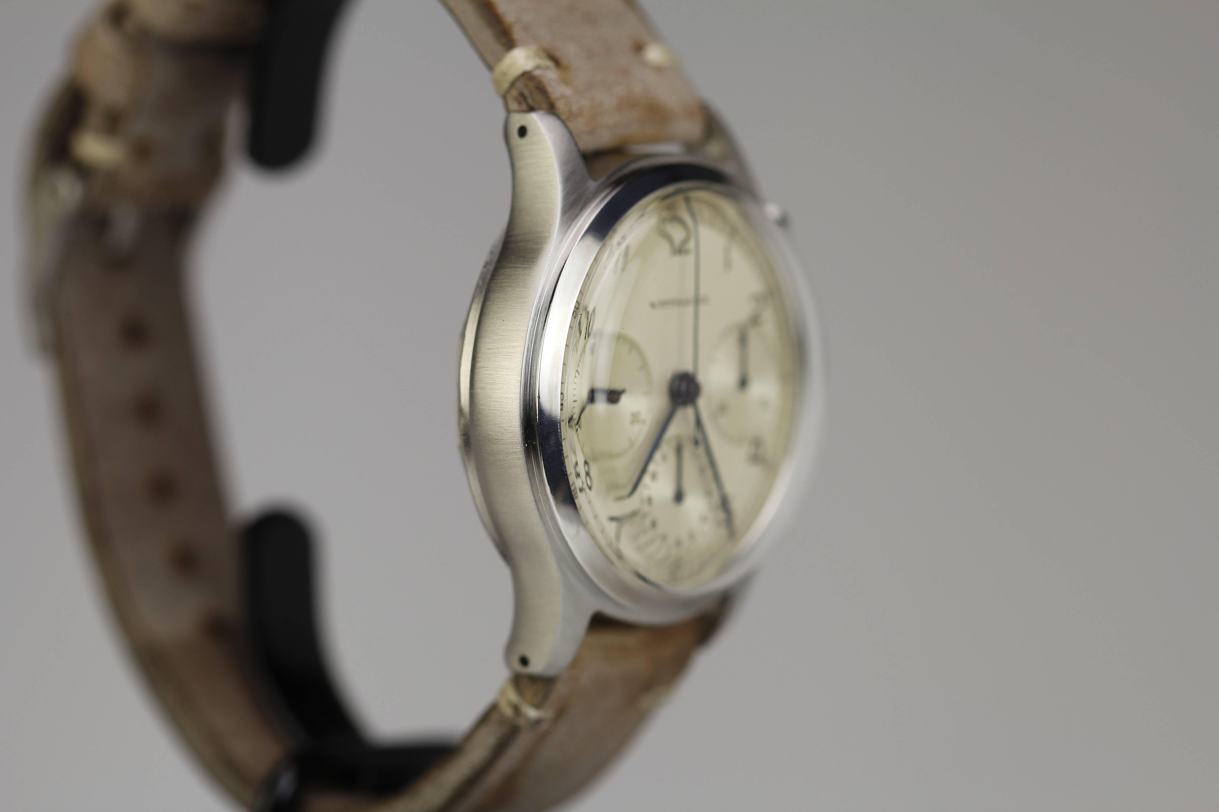 Wittnauer Stainless Steel Chronograph Wristwatch  In Excellent Condition In Miami Beach, FL