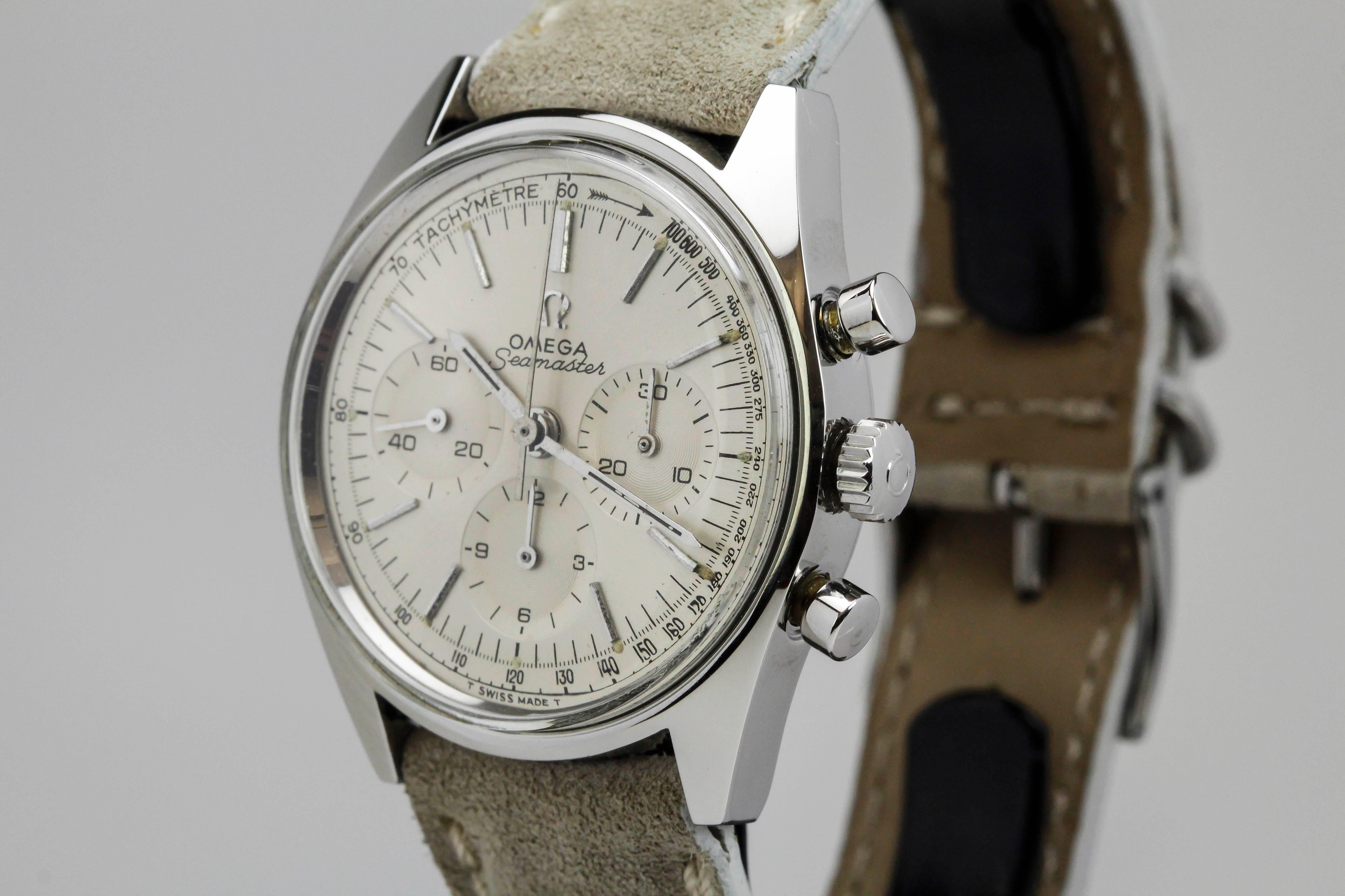 Omega Stainless Steel Seamaster Chronograph Wristwatch c. 1960's 2