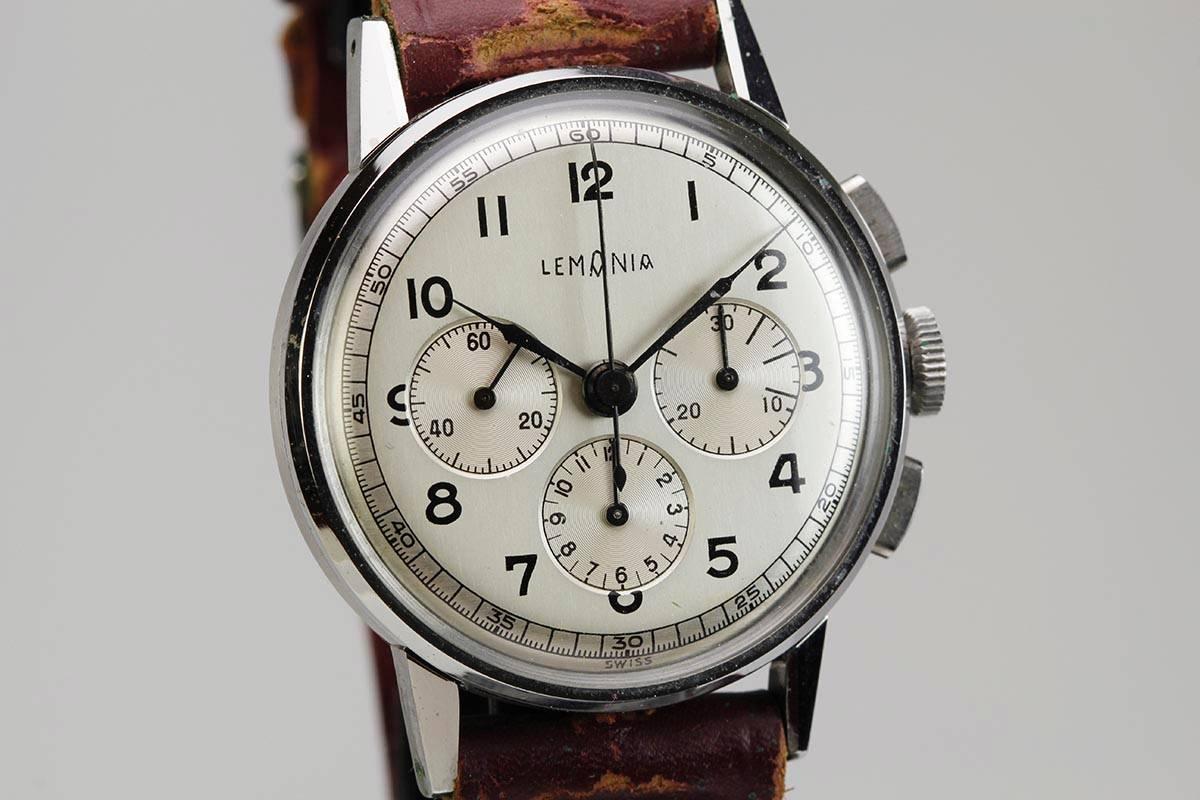 Lemania NOS Stainless Steel Chronograph Wristwatch 2