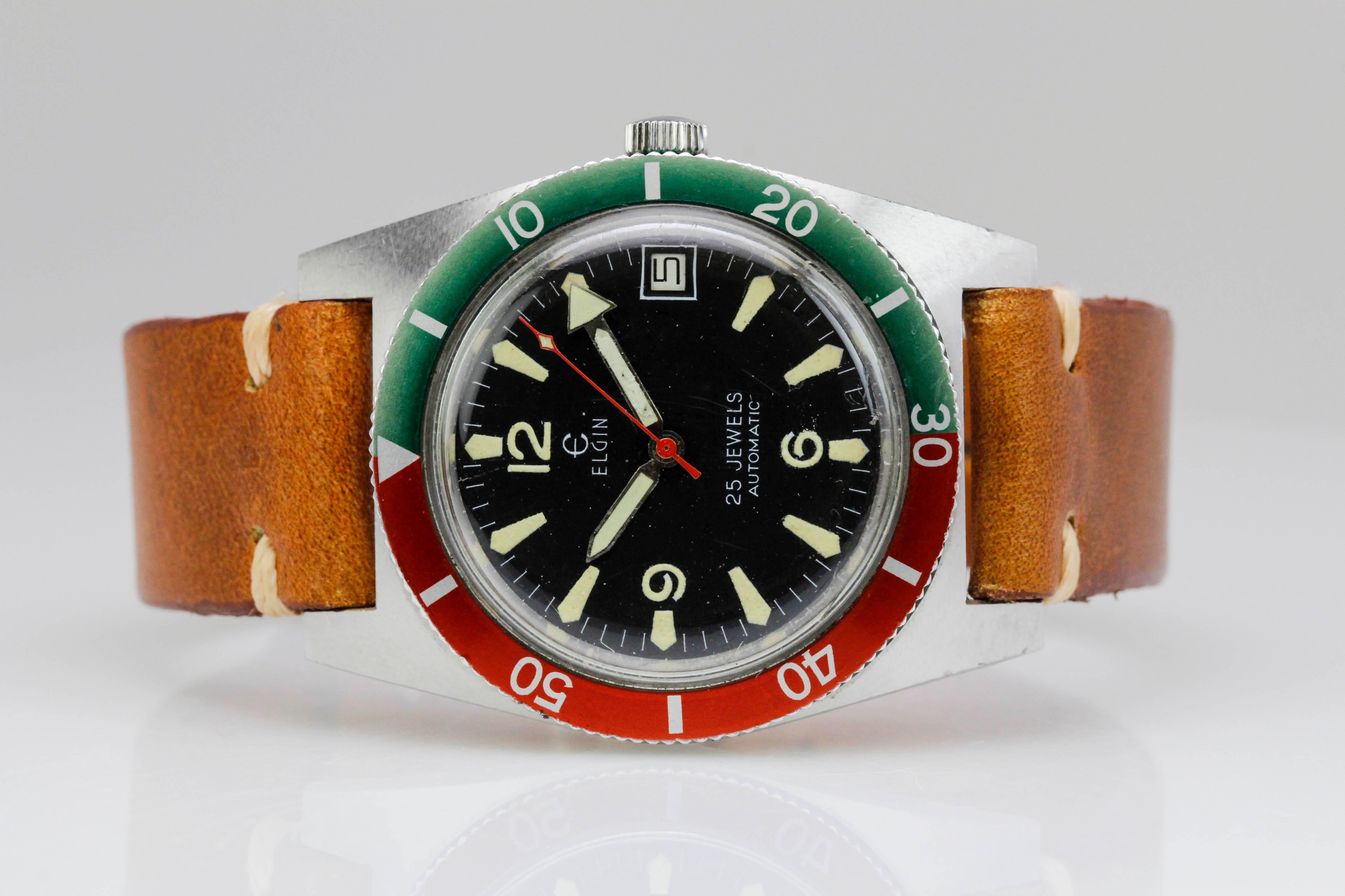 Men's Elgin Stainless Steel Diver's Wristwatch, circa 1960s