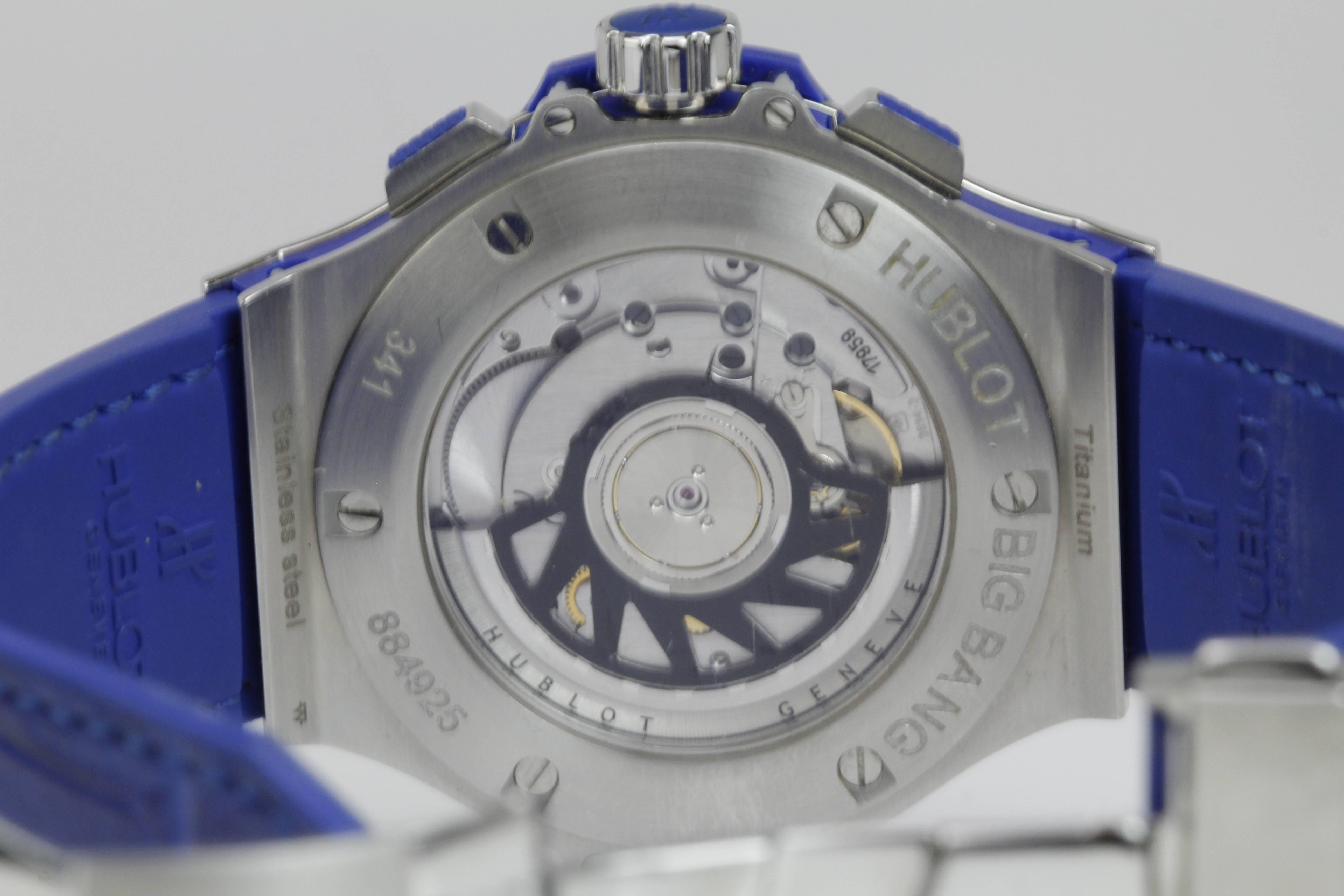 Hublot Titanium Steel Big Bang Tutti Frutti Dark Blue Automatic Wristwatch In Excellent Condition In Miami Beach, FL