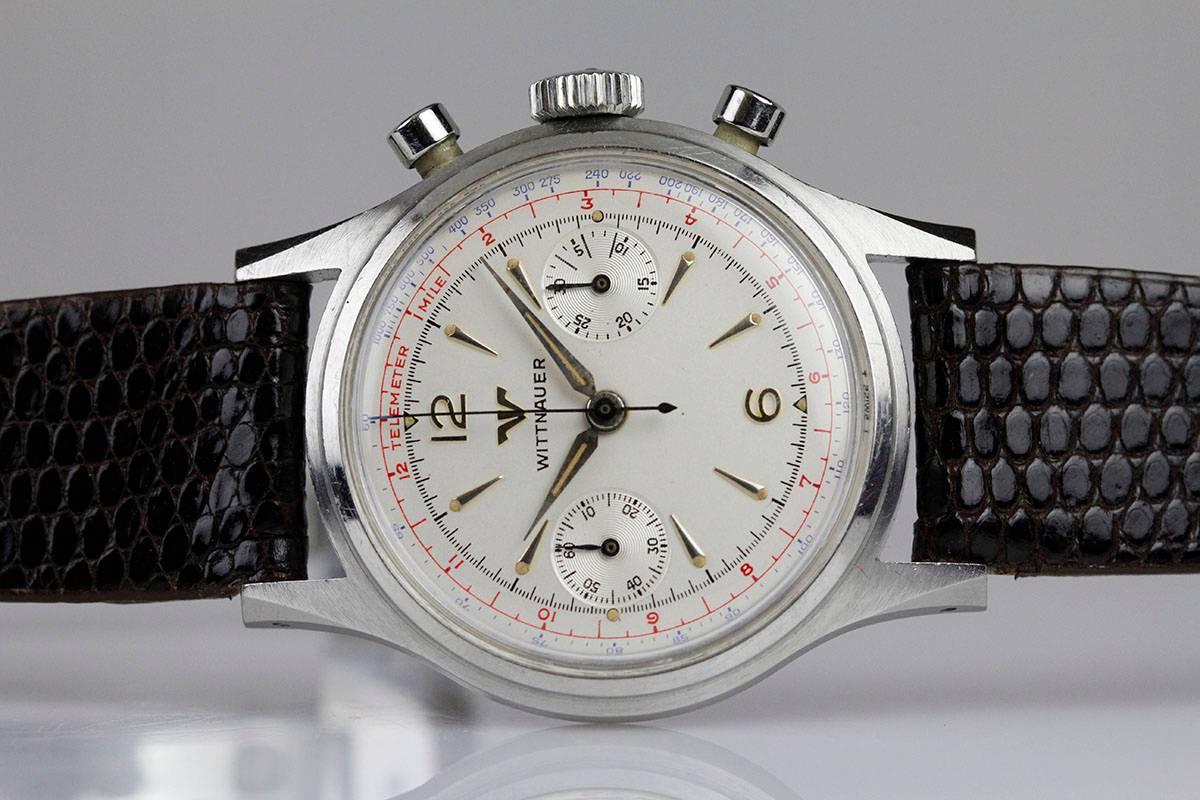 Wittnauer Stainless Steel Chronograph Wristwatch Ref 3256, circa 1960 1