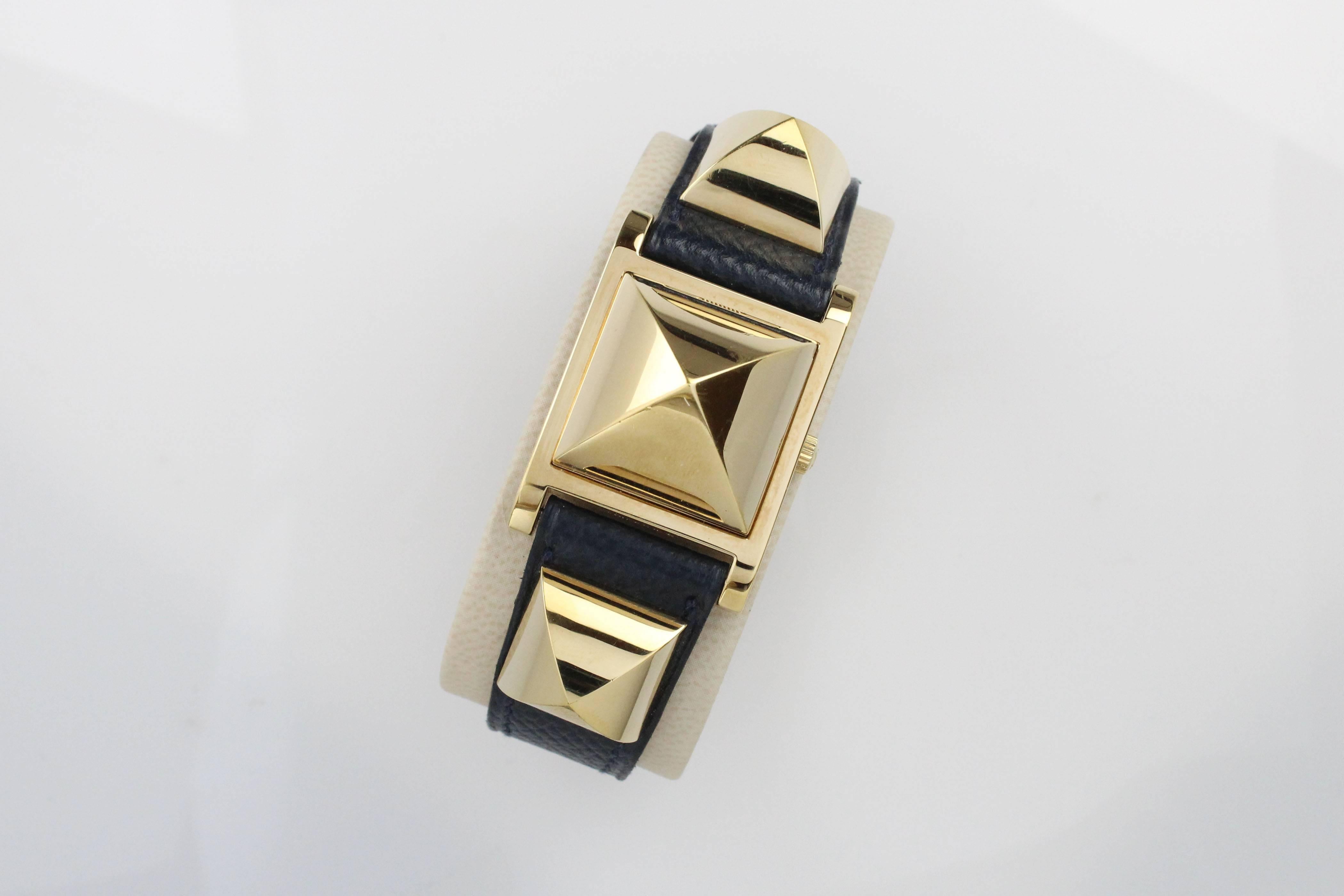 Hermes Gold-Plated Medor Quartz Wristwatch Ref ME1.201, circa 2007 1
