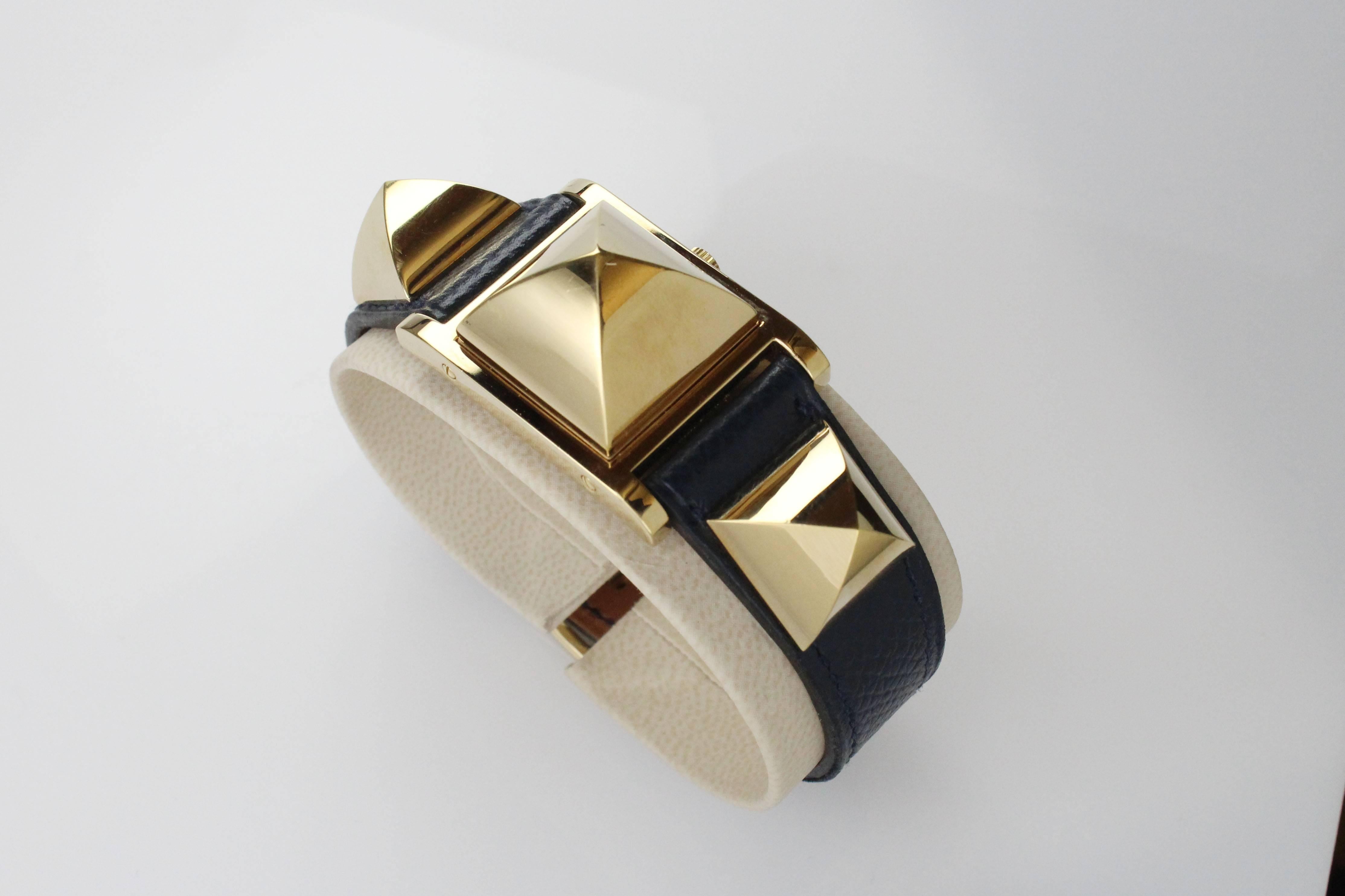 Hermes Gold-Plated Medor Quartz Wristwatch Ref ME1.201, circa 2007 2