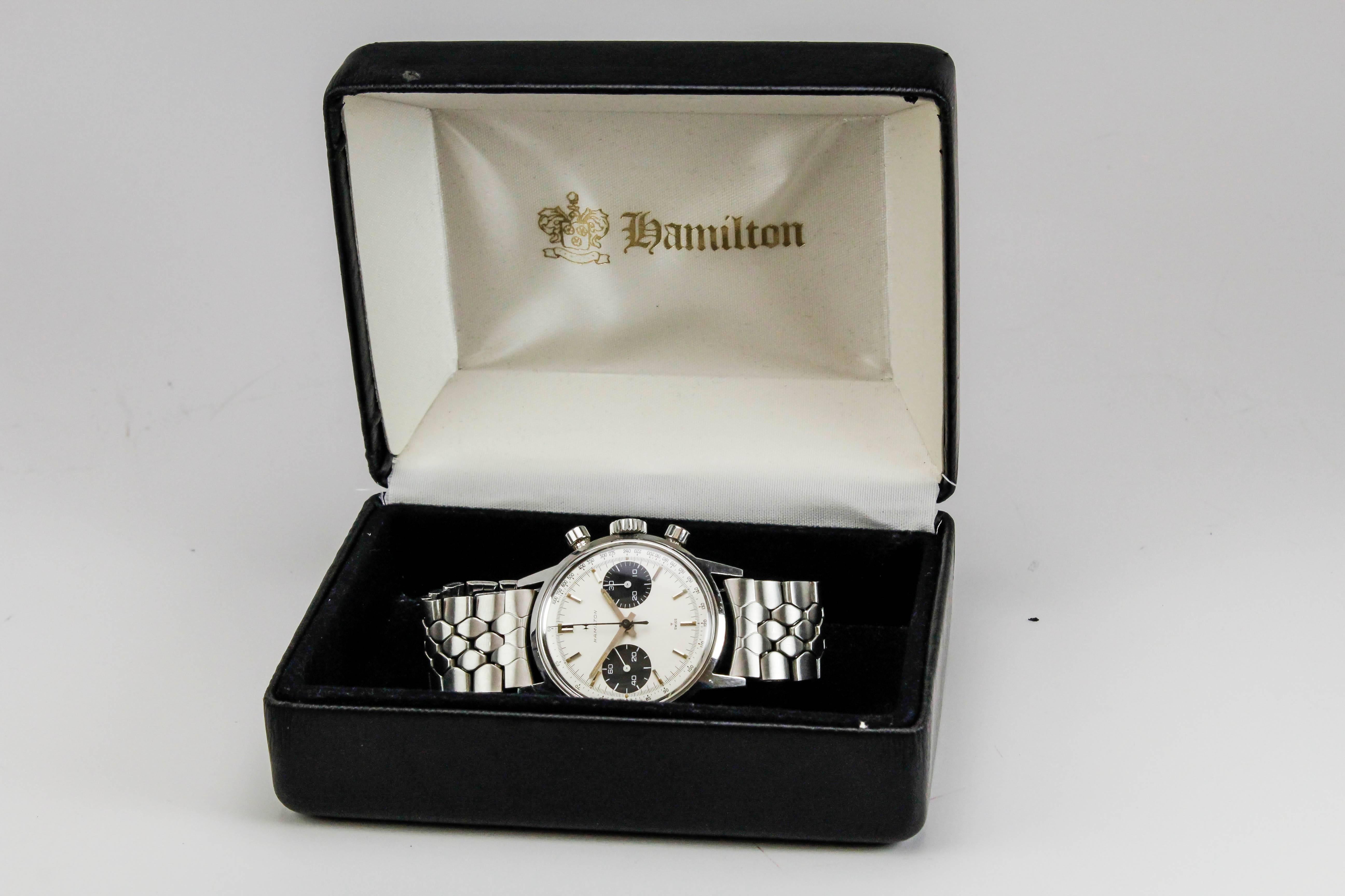 Men's Hamilton Stainless Steel Panda Manual Wind Wristwatch Ref 7723