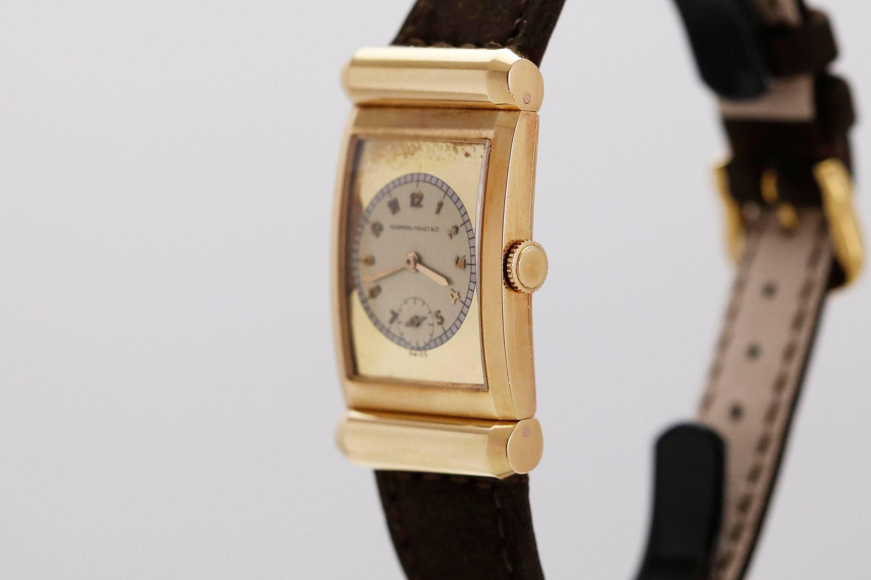 Men's Audemars Piguet Yellow Gold Art Deco Tank Scroll Lugs Wristwatch