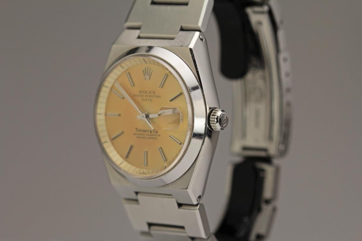 This is rare automatic Rolex reference 1530 from the 1970s retailed by Tiffany and Co. Typically this model comes in quartz and to find the automatic version is quite rare. In addition, this is the first reference 1530 that I have seen retailed by