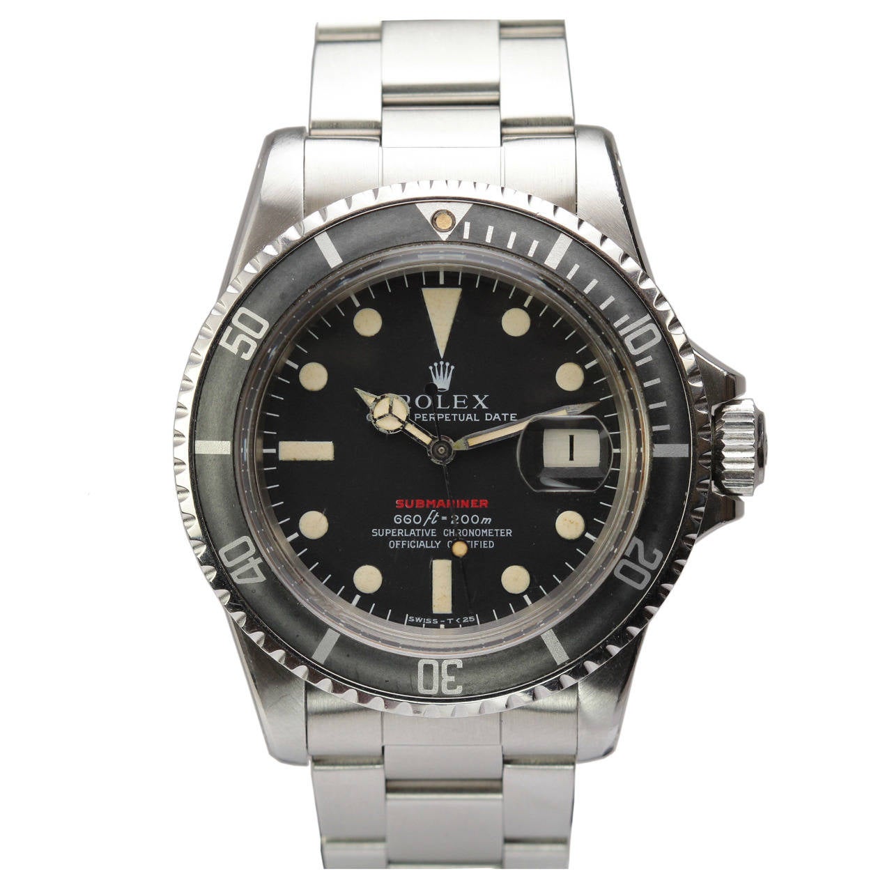 Rolex Stainless Steel Red Submariner Wristwatch Ref 1680 c. 1971