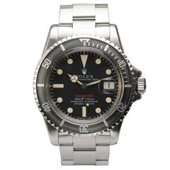 Retro Rolex Stainless Steel Red Submariner Wristwatch Ref 1680 c. 1971