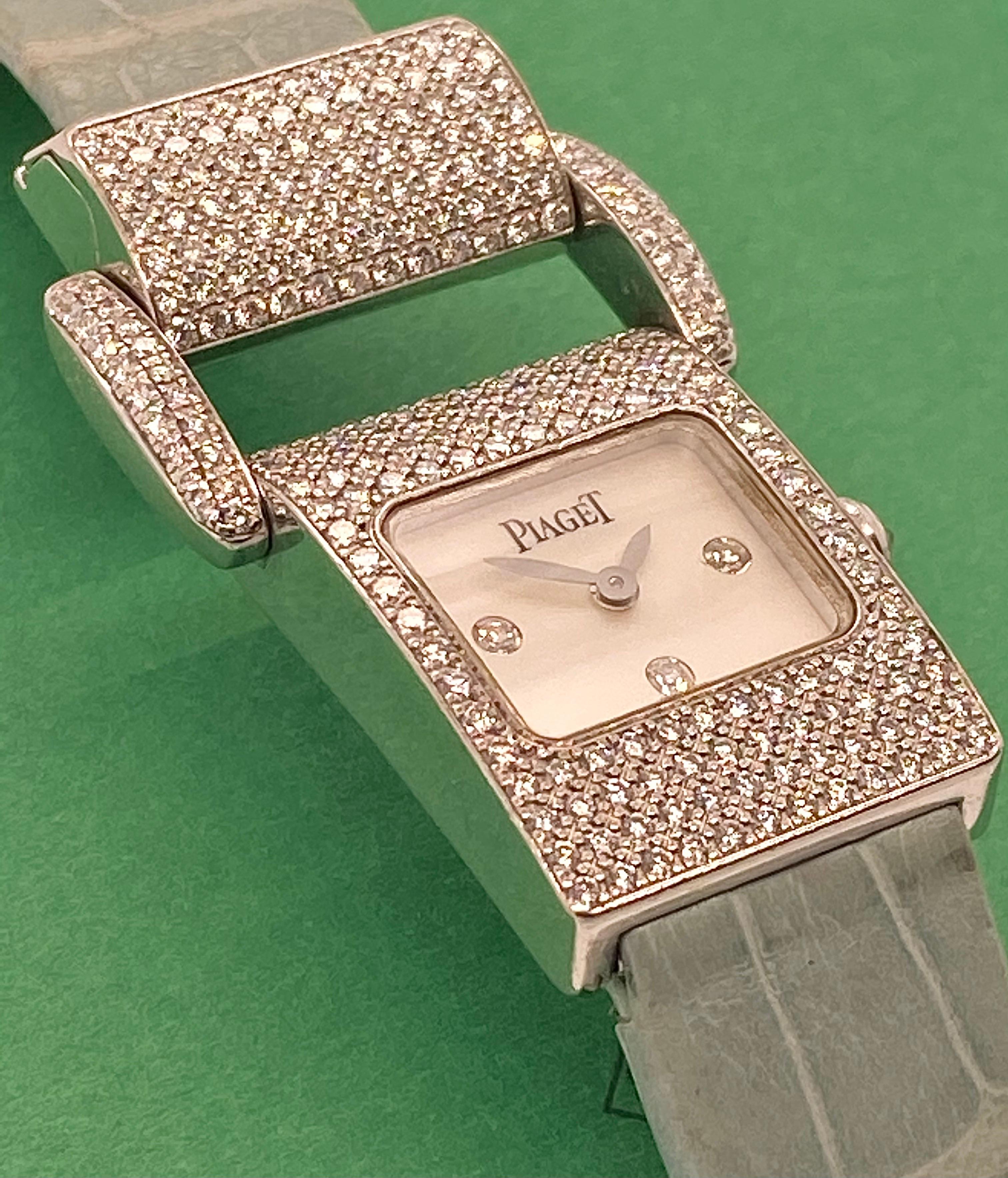 Piaget Ladies White Gold and Diamond Miss Protocole Wristwatch circa 2000 In Good Condition In Miami Beach, FL