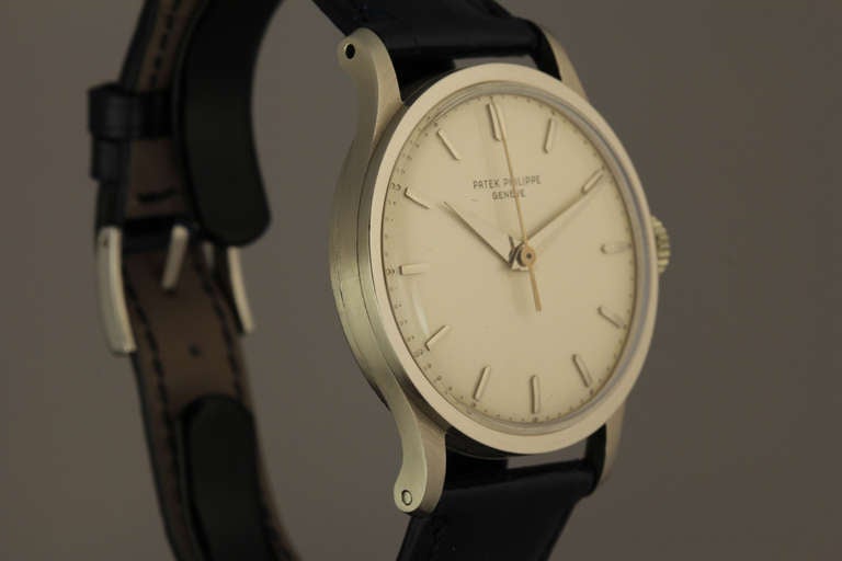 Men's Patek Philippe White Gold Oversized Calatrava Wristwatch Ref 570 circa 1960s