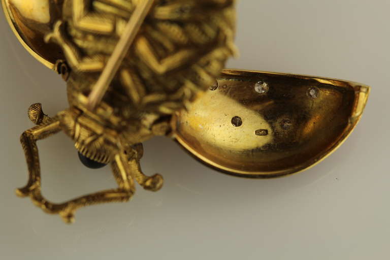 Gold and Guilloche Enamel Lady Bug Brooch Watch, circa 1800s In Excellent Condition In Miami Beach, FL