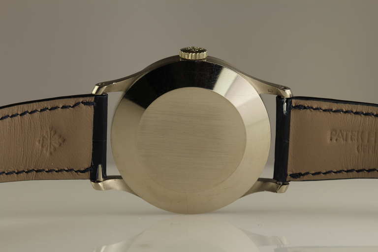 Patek Philippe White Gold Oversized Calatrava Wristwatch Ref 570 circa 1960s 1