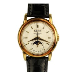 Patek Philippe Gelbgold Ewiger Kalender Zentralsekunde Armbanduhr Ref 2497