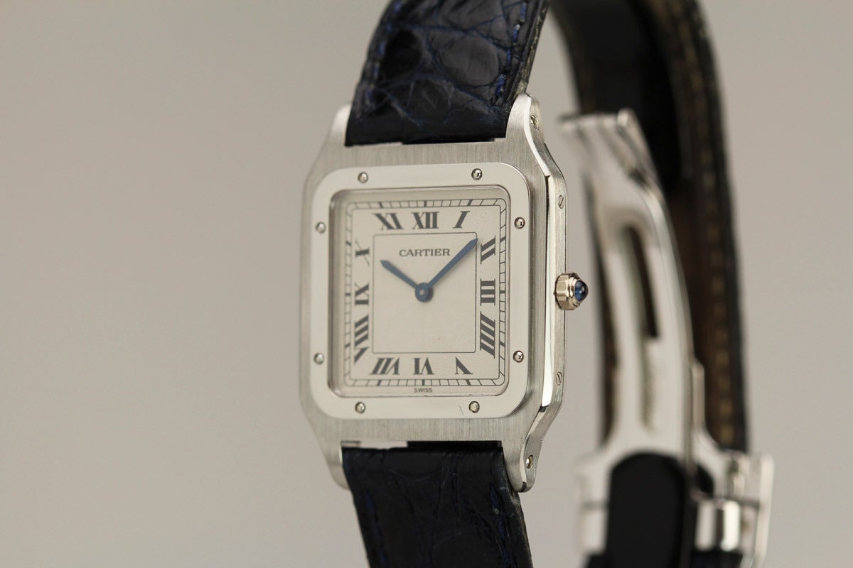 Cartier Platinum Thin Santos Manual Wind Wristwatch at 1stDibs