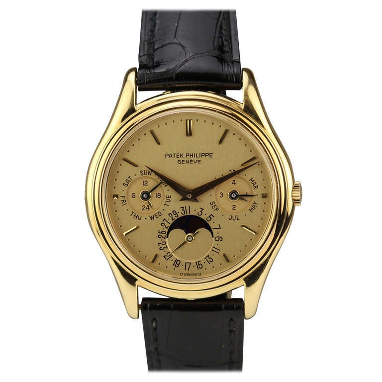 Patek Philippe Yellow Gold Perpetual Calendar Moonphase Wristwatch