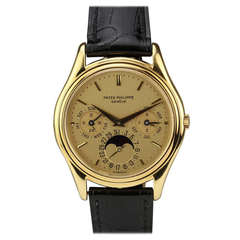 Patek Philippe Yellow Gold Perpetual Calendar Moonphase Wristwatch Ref 3941