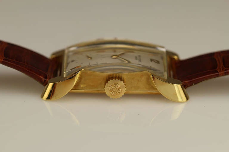Men's Patek Philippe Rose Gold Rectangular Wristwatch with Unusual Lugs Ref 2503