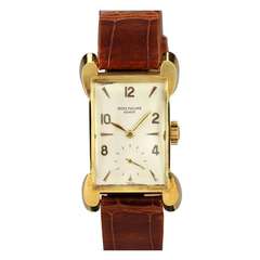 Retro Patek Philippe Rose Gold Rectangular Wristwatch with Unusual Lugs Ref 2503