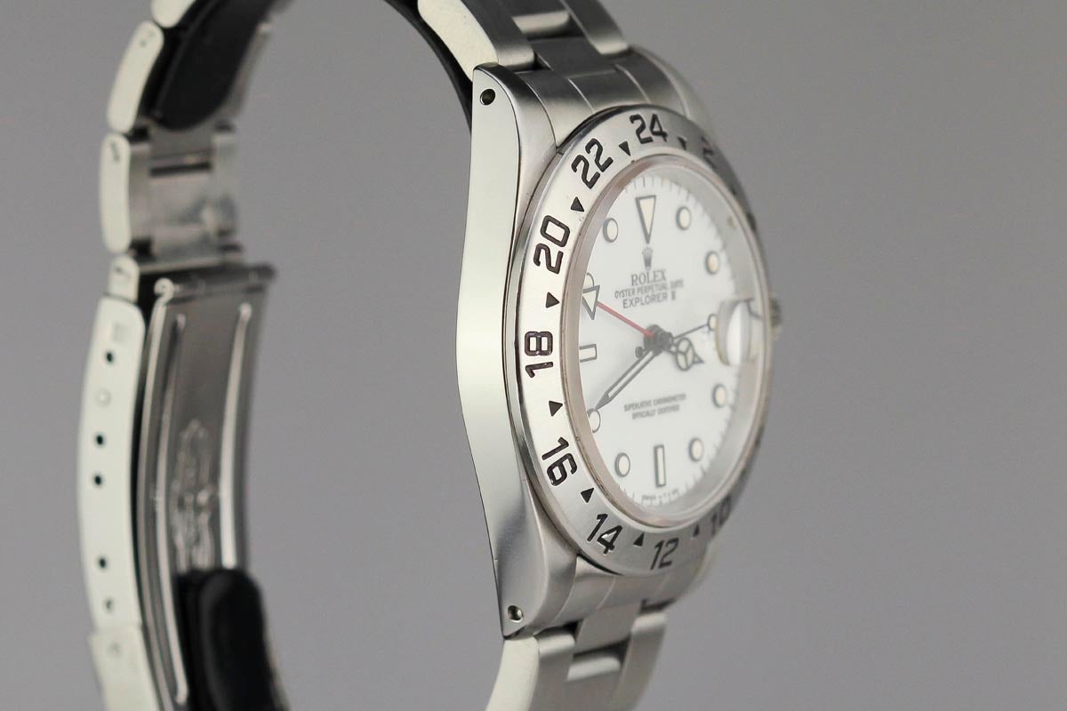 Rolex Stainless Steel Explorer II Series L White Dial Wristwatch Ref 16570 3