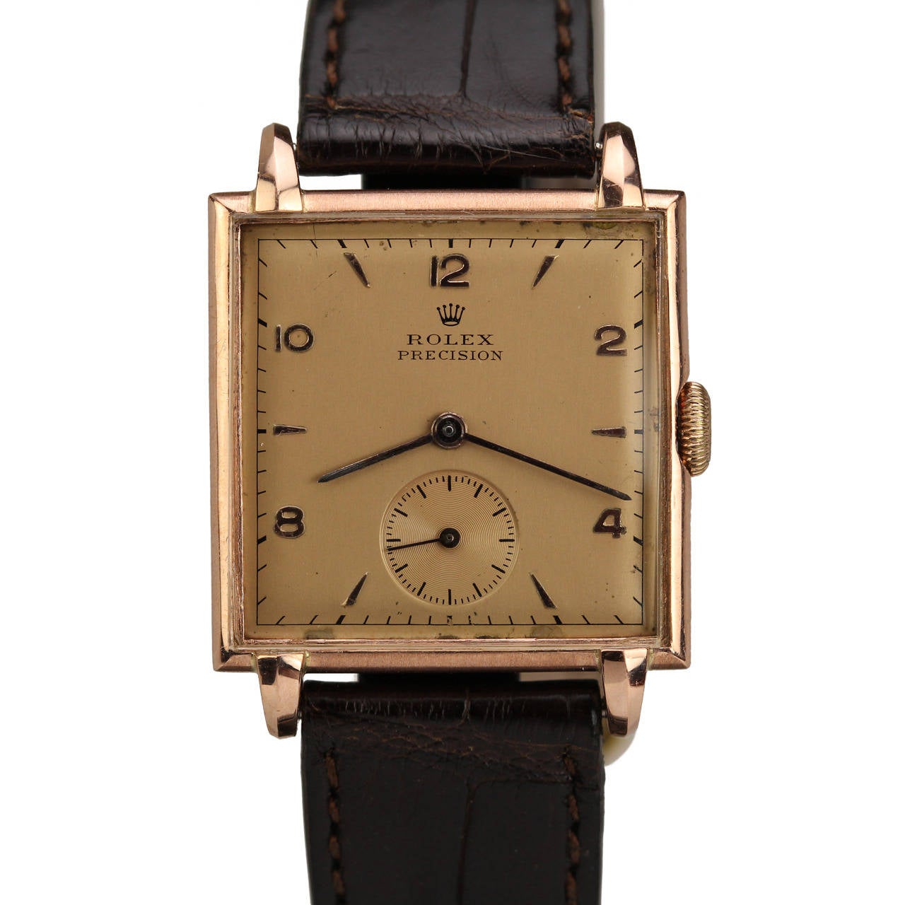 Rolex Rose Gold Stainless Steel Precision Wristwatch Ref 4330