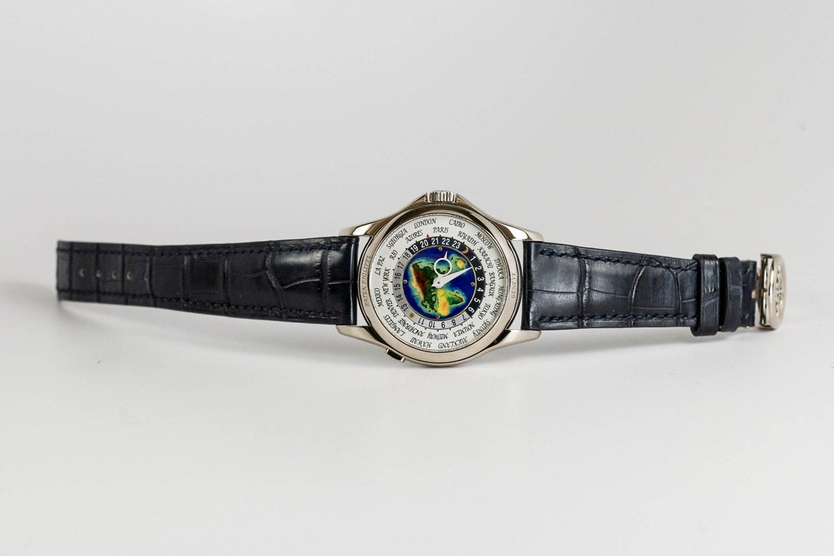 Men's Patek Philippe White Gold World Time Cloisonné Dial Wristwatch Ref 5131