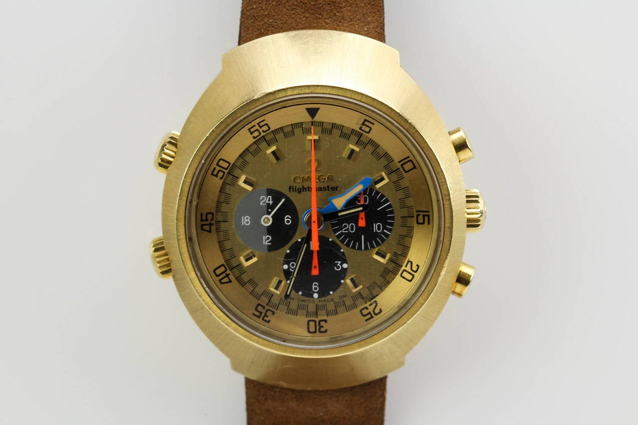 Collectible Omega Yellow Gold Flightmaster Wristwatch c. 1970's