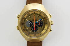 Vintage Collectible Omega Yellow Gold Flightmaster Wristwatch c. 1970's