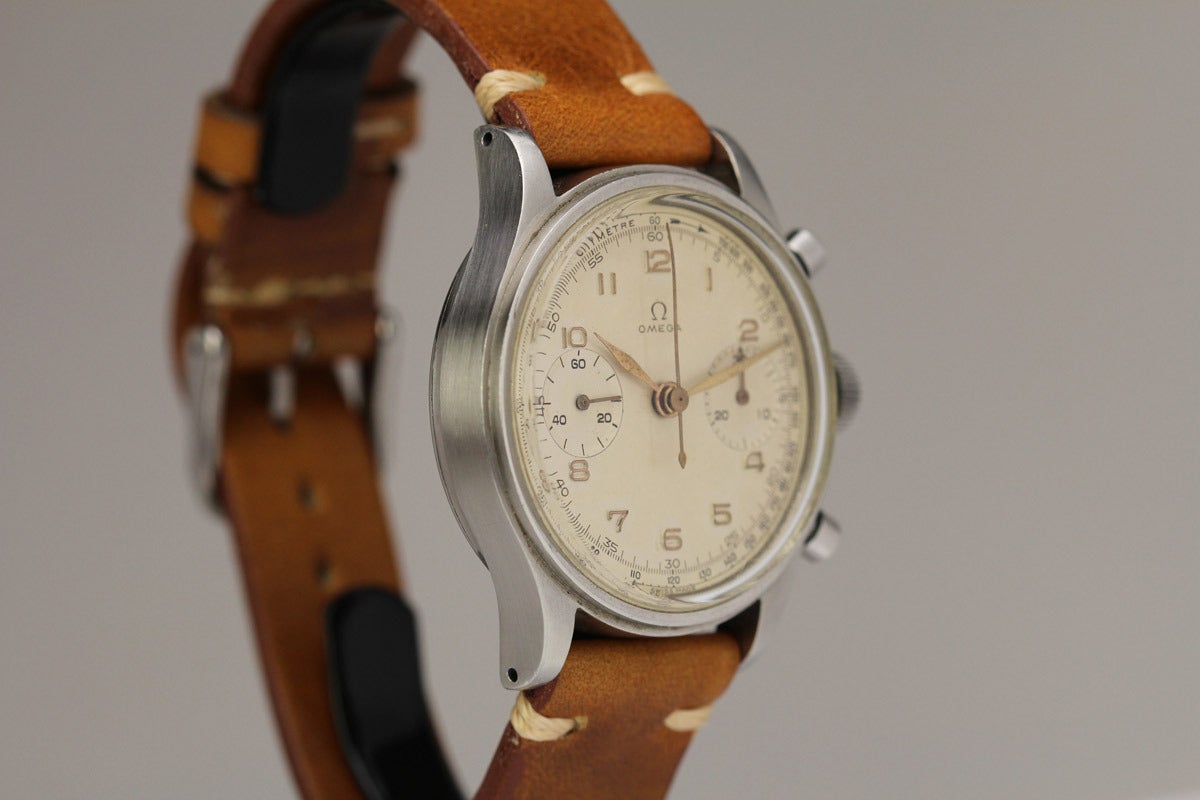 Omega Stainless Steel Chronograph Wristwatch Ref 2077-1 In Excellent Condition In Miami Beach, FL