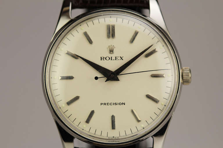 Rolex Stainless Steel Precision Wristwatch, Ref 8051, circa 1950s, with a manual-wind movement, circa 1950s.