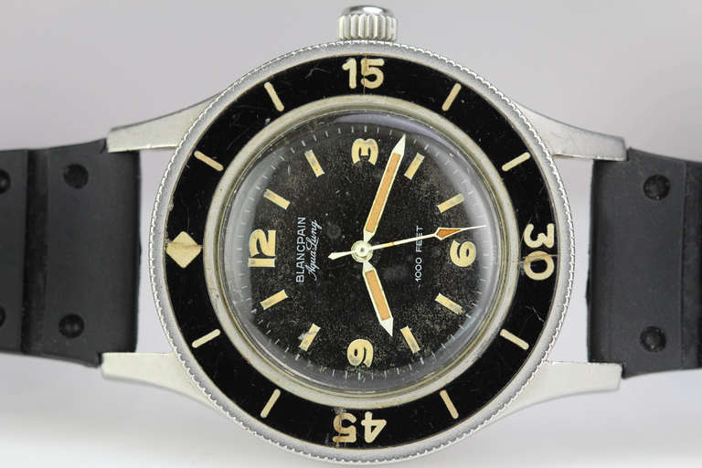 Blancpain Stainless Steel Aqualung Diver's Wristwatch circa 1950s 2