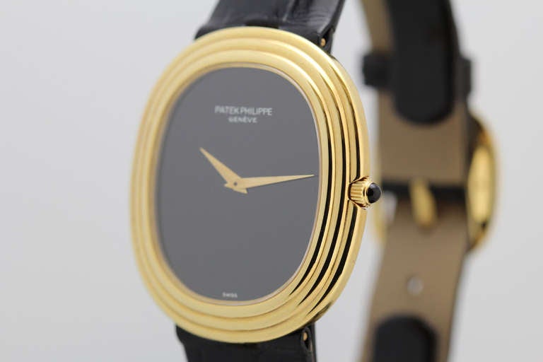 Patek Philippe Gelbgold Ellipsen-Armbanduhr Ref 3634 im Zustand „Hervorragend“ in Miami Beach, FL