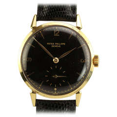 Patek Philippe Yellow Gold Wristwatch with Black Dial Ref 1578 circa 1950s