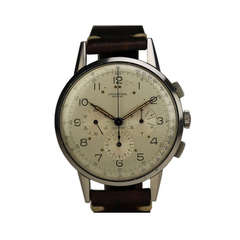 Universal Stainless Steel Oversized Chronograph Wristwatch circa 1940s