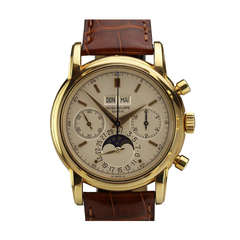 Retro Patek Philippe Yellow Gold Perpetual Calendar Chronograph Wristwatch Ref 2499