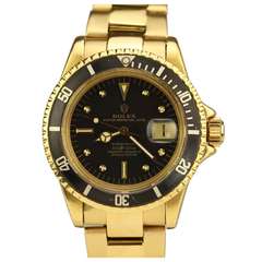 Vintage Rolex Yellow Gold Submariner Date Wristwatch Ref 1680 circa 1971