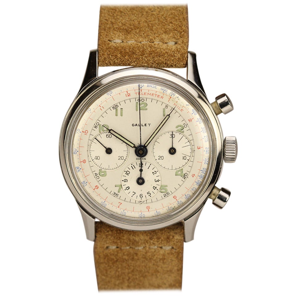 Gallet Stainless Steel Chronograph Wristwatch