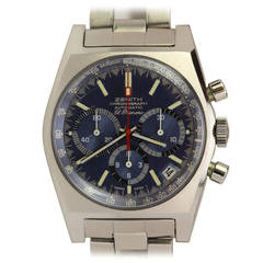 Vintage Zenith Stainless Steel El Primero Chronograph Wristwatch