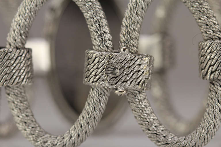 Rolex Lady's White Gold Cellini Bracelet Watch with Large Links circa 1970s 3